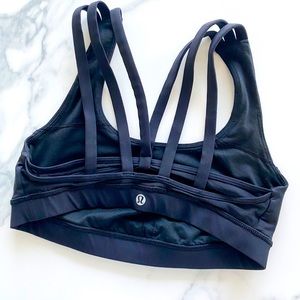 Black, strapy lululemon sports bra (Size 6)